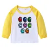 2023 Nuevo Transfronterizo Primavera y Otoño Camiseta Infantil Cuello Redondo Dibujos Animados Manga Larga Top Camiseta Base Niños y Niñas Bebé Algodón Camiseta