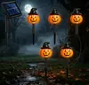 Novas Luzes de Abóbora Solares de Halloween com Cinco Luzes de Inserção no Solo, Luzes de Terror de Fantasma, Bruxa e Esqueleto com Rotulagem Transfronteiriça
