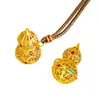 Joyería de Oro Mismo Estilo Antiguo Filigrana Calada Calabaza Colgante Esmalte Rojo y Verde Cadena para Suéter Calabaza Estilo Chino para Mujer