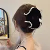 Pinza para el Cabello Grande de Lazo de Satén de Gama Alta para Mujer, Exquisita Pinza Plegada para la Parte Trasera de la Cabeza, Pinza de Tiburón