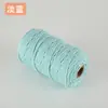 Corda de algodão colorida com 3-4 mm de espessura, corda de poliéster e algodão trançada à mão para DIY, corda de amarração, corda de encadernação, tapeçaria tecida
