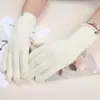 Guantes de Punto Cálidos para Mujer, Otoño e Invierno, Estilo Estudiante, Color Sólido, Versátiles, Sin Dedos, Guantes de Lana con Dedos Divididos para Oficina, Exteriores, Ciclismo