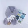 Bufanda de Oso Lindo de Imitación de Piel de Conejo para Niñas de Invierno, Cubre Cuello Grueso Cálido a Prueba de Viento para Niños, Bufanda Cruzada para Bebé