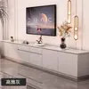 Mesa de Centro e Rack de TV em Madeira Maciça Ardósia, Design Simples para Quarto e Sala de Estar, Armário de Armazenamento de Chão para Uso Doméstico, Conjunto de Duas Peças de Armário Alto de Chão