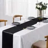 Camino de mesa satinado transfronterizo con borde rojo para decoración de bodas y banquetes, camino de mesa largo en stock, venta al por mayor desde el fabricante