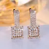 Pendientes Cuadrados Huecos de Industria Pesada Europeos y Americanos Rongxing Pendientes Largos Colgantes de Diamante Completo para Mujer Accesorios Multicolor de Banquete Fábrica al por Mayor