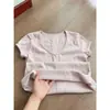 Camiseta casual y cómoda de algodón 75% y poliéster 25% para mujer, con cuello en V, corte ajustado, hombro normal, manga corta, color sólido, versátil para el verano
