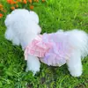 Ropa para Mascotas Primavera y Verano Esponjosa Temperamento Lolita Princesa Lazo Tracción Pequeña y Mediana Tamaño Teddy Bichón Se Puede Vender al por Mayor