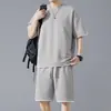 Conjunto de Camiseta Masculina de Verão Fina, Solta, de Manga Curta, com Shorts Esportivo, Conjunto Casual de Duas Peças Plus Size