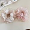 Lindo Scrunchie de Chifón con Corazón y Lunares de Malla y Encaje para Mujer, Alta Estética, Fresco Coletero para Moño, Accesorio para el Cabello