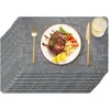 Amazon TK Transfronteiriço Alto Padrão Luxo Leve Textura de Linho Couro Jogo Americano Impermeável Antiderrapante Resistente ao Calor Couro Artificial PU Jogo de Mesa de Jantar