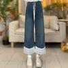 Em estoque 2025 Nova Moda Renda Calça para Gestantes Alta Elasticidade Jeans para Gestantes Jeans Reto para Gestantes