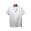 Camiseta de Verano Estilo Lino Manga Corta para Hombre Casual Holgada para Hombre Estilo Chino Vintage Algodón y Lino Estilo Cuello en V Camiseta Moda Hombre
