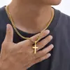 Colar Cruz de Aço Inoxidável Moda Europeia e Americana Unissex Corrente para Suéter Colar Hip Hop Atacado Pn-1479