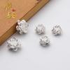 Plata Pura 999 flor de loto 3D plata dura accesorios Flor de loto cuentas de transferencia de paso a través material de cuentas hecho a mano DIY joyería tejida