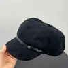 Gorra de visera vintage de ante Maillard para mujer, otoño e invierno, con hebilla de cinturón, estiliza el rostro, versátil, se puede usar al revés, boina de pintor
