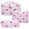 Bolsa de cosméticos portátil gran capacidad floral pequeño almacenamiento portátil algodón acolchado flor linda ins viaje estudiante