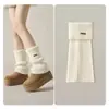 Polainas de punto blancas para mujer, calcetines térmicos y de calefacción de invierno, botas de nieve, calcetines para pantorrilla de otoño e invierno, transfronterizo