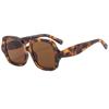 Gafas de sol retro geométricas de montura grande con estampado de leopardo para mujer, estilo europeo y americano de alta gama, adelgazantes para cara grande, gafas transfronterizas, gafas de sol de moda