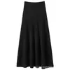 Falda de Punto Midi de Corte A con Textura de Canalé de Mezcla de Lana y Cachemira para Mujer Otoño Invierno Falda de Invierno