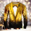 Nueva chaqueta casual de moda navideña estampada, top navideño de impresión digital para hombre transfronterizo
