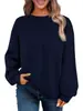 2025 Jaqueta Suéter Pulôver de Tricô Jacquard Gola Redonda Texturizada Outono Inverno Transfronteiriço Amazon Roupas Quentes Femininas