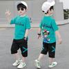 Roupas infantis para meninos, roupas de verão, finas, manga curta, duas peças, terno casual infantil, roupas bonitas para meninos, roupas de verão, atacado, da moda