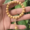 Pulsera de Cuentas Estilo Vintage de Sándalo con Colgante Vajra, Cuentas de Oración Unisex, Joyería Budista, Pulsera Coleccionable 0.9mm