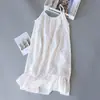 Bata de Crepé de Algodón para Mujer Ropa de Casa Gasa de Algodón Cómoda Absorbe el Sudor Falda de Tirantes Pijamas 100% Algodón Holgada Falda Larga Primavera y Verano