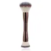 Cepillo de Maquillaje de Doble Extremo de Aluminio, Color Café, Cepillo para Polvos, Cepillo para Contorno, Cepillo Suave, Venta Caliente Transfronteriza, En Stock