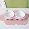 Tigela Dupla Cerâmica para Gatos, Tigela de Água com Proteção de Pescoço, Boca Inclinada Elevada, Tigela de Comida para Gatos, Tigela de Água, Tigela para Pets, Acessórios para Pets