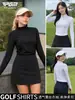 2026 Golf Moda Femenina Top de Verano de Media Cremallera Ajustado Conjunto de Ropa de Manga Larga con Adorno de Encaje