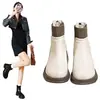 Botines calcetín de moda para mujer, nueva colección otoño/invierno 2026, estilo británico, botines con cremallera trasera, botas ajustadas, botas estilo Martin de cuero suave