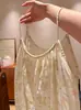 Vestido Camisola de Gasa de Algodón Suave de Verano para Mujer 2026 Modelo Nuevo con Almohadilla para el Pecho Integrada, Hebilla Ajustable, Vestido Suelto para Casa y Dormir