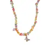 Colar de contas de borboleta de esmalte colorido para mulheres Summer Out All-match Clavicle Chain 2024 Novas explosões Colar doce