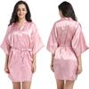 Camisón de satén trenzado para mujer, bata de baño de color liso, brillante, de verano, fino y sexy, tipo cárdigan corto, de Amazon Cross-border