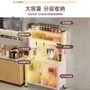 Aparador de pie para cocina con ruedas, panel perforado, puerta abatible a prueba de polvo, almacenamiento multicapa, armario para microondas