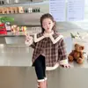 Abrigo de Invierno para Niña Bebé Niña Invierno Elegante Solapa Grande Estilo Coco Chanel Cuadros Parte Superior Ropa de Invierno para Niños Moderna