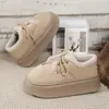Novedad Otoño/Invierno 2026 Zapatos de Felpa tipo Birkenstock para Mujer Suela Gruesa que Aumenta la Altura Botas de Nieve Antideslizantes para Exteriores Mocasines Cálidos de Piel