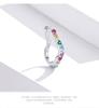 Pendientes individuales con clip de hueso de oreja de circonita de color plata esterlina s925 Pendientes de arcoíris nuevos pendientes individuales de nicho para mujer