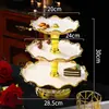Plato de Fruta de Lujo Ligero al por Mayor Transfronterizo, Bandeja Giratoria de Exhibición de Pasteles de Postre de Múltiples Capas, Plato de Fruta Giratorio de Cerámica Galvanizada