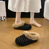 Pantuflas de Lunares Franceses Esponjosas para Mujer Estilo Otoño/Invierno 2026 Uso Exterior Suela Gruesa Slip-on Persona Perezosa Birkenstock Zapatos Esponjosos