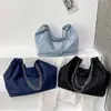 Bolso tote de lona vaquera con correa de cadena para el hombro, modelo nuevo 2026, bolso de gran capacidad, bolso de hombro nuevo para mujer