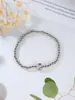 Pulsera de cuentas elástica con letra A pequeña brillante de globo 14k para niñas, pulsera de cuentas de cobre, nueva de otoño