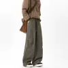 Pantalones Cargo de Moda Americana High Street para Primavera y Otoño, Verano 2025 para Hombre, Tallas Grandes, Cordón, Pantalones Casuales