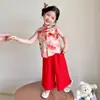 Conjunto de Botones Estilo Chino para Niñas, Nuevo Modelo Verano 2026, Conjunto de Dos Piezas sin Mangas Estilo Nacional para Niños, Versión Delgada