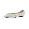 Zapatos bajos de mujer con lazo de diamantes completos y punta afilada deslumbrantes, estilo francés otoño 2026, adecuados para faldas, mocasines suaves de estilo de cuento de hadas