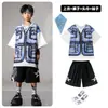Ropa de Moda Hip-hop para Niños Traje Azul de Manga Corta con Chaleco Falso para Niños Ropa Genial de Hip-hop para Actuación de Niñas