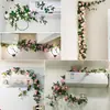 Enredadera de rosas flores artificiales para decoración, cubriendo tuberías de aire acondicionado interiores, embelleciendo tuberías de calefacción, hojas verdes de plástico, flores pequeñas falsas
