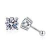 Pendientes de Plata de Ley S925 para Hombres y Mujeres, Pendientes de Moissanita de Cuatro Garras, Pendientes de Rosca, Clásicos Clavos para Cartílago, Tk Transfronterizo
